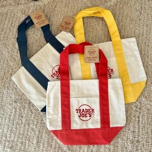Trader Joe’s Mini Tote Canvas Bags Full Set NWT